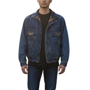 Vintage Denim Bomber Jacket Men Sz Medium Y2K Americana Workwear Pre Streetwear